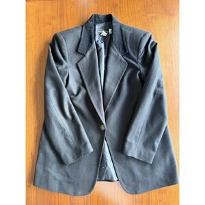 Vintage Requirements 100% Wool Blazer with Velvet Collar Black - Size 12
